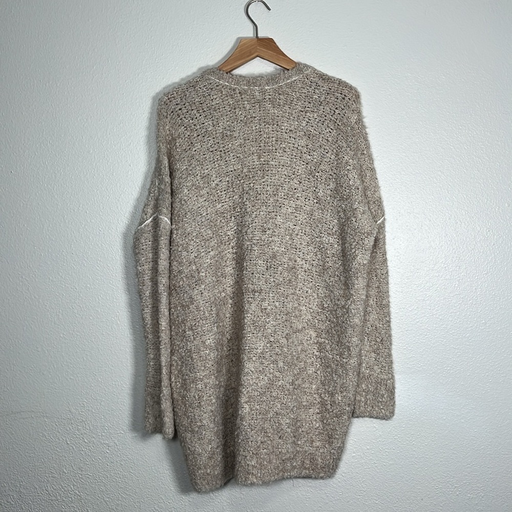 Free People Taupe oversized alpaca blend snap front Cardigan size extra small - Picture 5 of 9